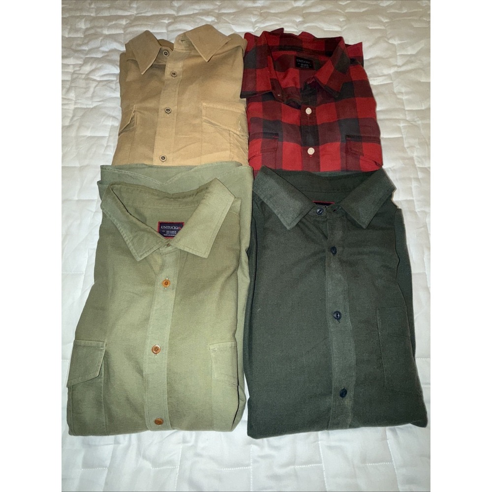 Untuckit Men's 2xl Lot Of 4‎ Long Sleeve Cotton Button Down Shirts Plaid Solid